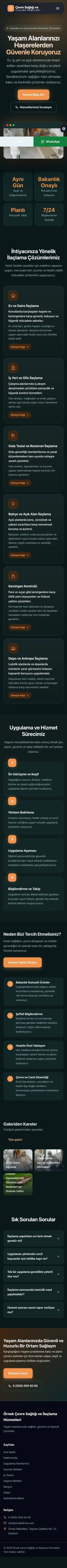 Koyu Modern Petrol Turuncu – Haşere İlaçlama Web Sitesi mobil görünümü
