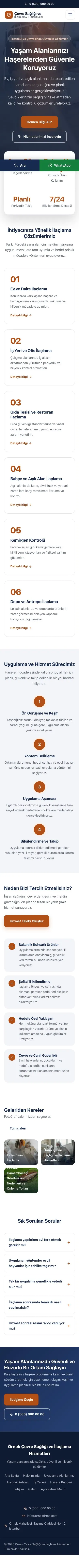 Merkez Mavi Turuncu – Haşere İlaçlama Web Sitesi mobil görünümü