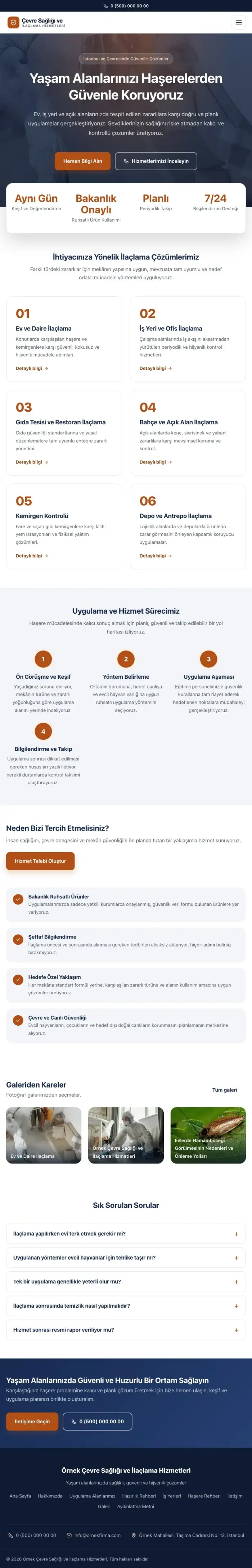 Merkez Mavi Turuncu – Haşere İlaçlama Web Sitesi tablet görünümü