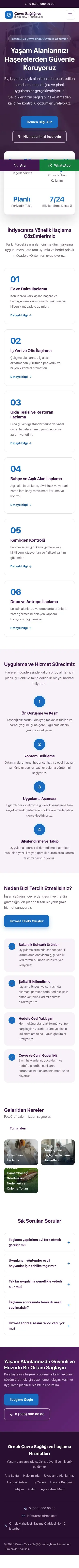Merkez Mor Mavi – Haşere İlaçlama Web Sitesi mobil görünümü