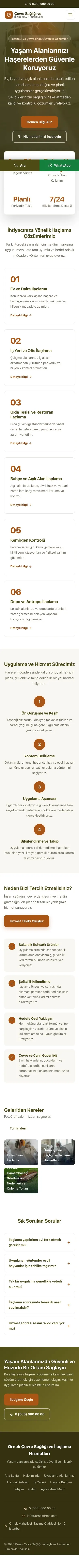 Merkez Zeytin Turuncu – Haşere İlaçlama Web Sitesi mobil görünümü
