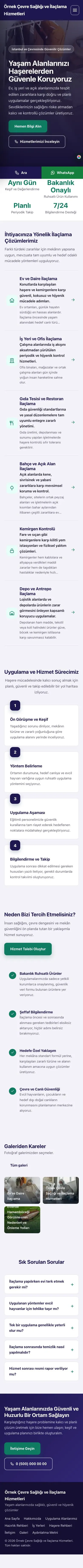 Sol Menü Lacivert Turkuaz – Haşere İlaçlama Web Sitesi mobil görünümü
