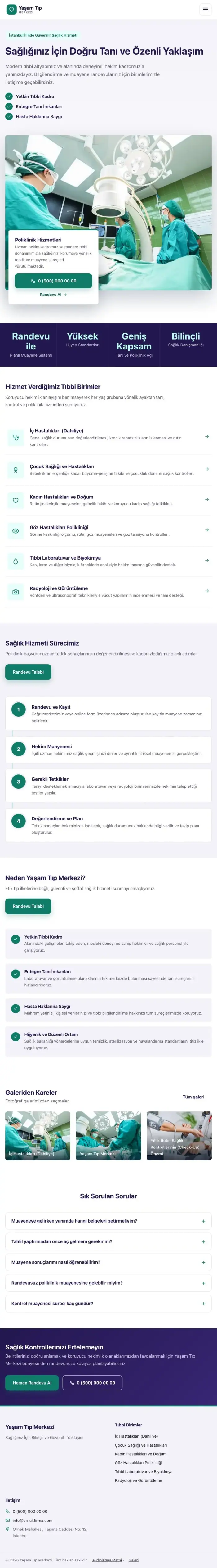 Bölünmüş Lacivert Turkuaz – Hastane ve Poliklinik Web Sitesi tablet görünümü