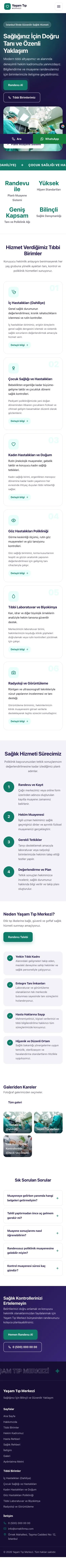 Hareketli Lacivert Turkuaz – Hastane ve Poliklinik Web Sitesi mobil görünümü