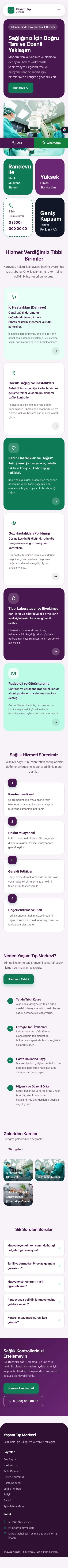 Mozaik Mor Turkuaz – Hastane ve Poliklinik Web Sitesi mobil görünümü
