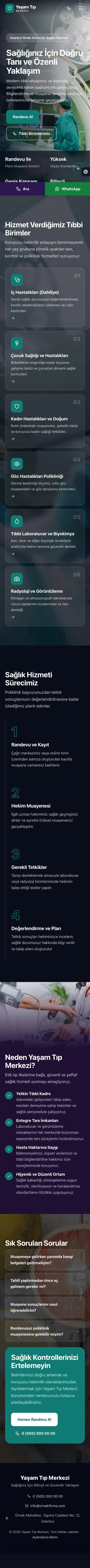 Tam Ekran Tasarım – Hastane ve Poliklinik Web Sitesi mobil görünümü