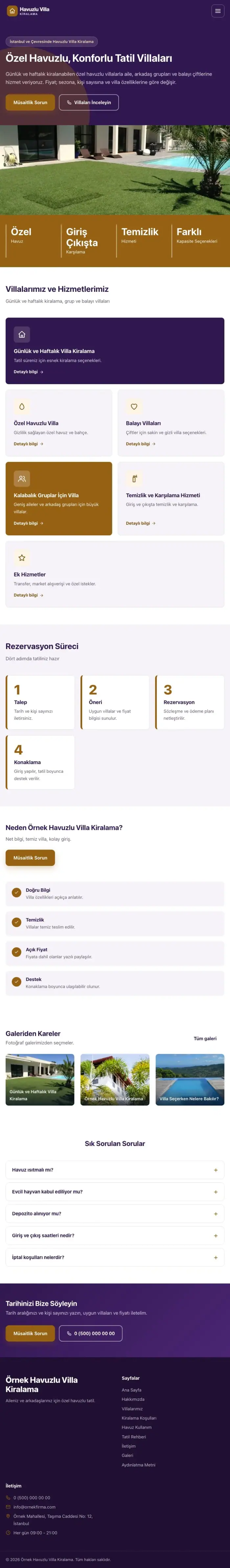 Blok Mor Turuncu – Havuzlu Villa Kiralama Web Sitesi tablet görünümü