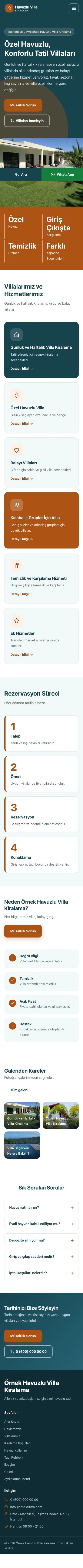 Blok Petrol Turuncu – Havuzlu Villa Kiralama Web Sitesi mobil görünümü