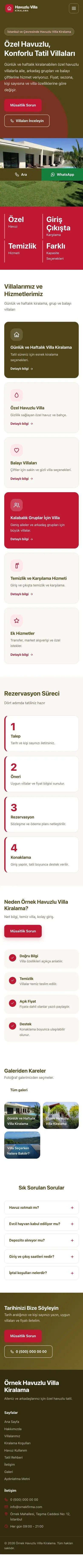 Blok Zeytin Kırmızı – Havuzlu Villa Kiralama Web Sitesi mobil görünümü
