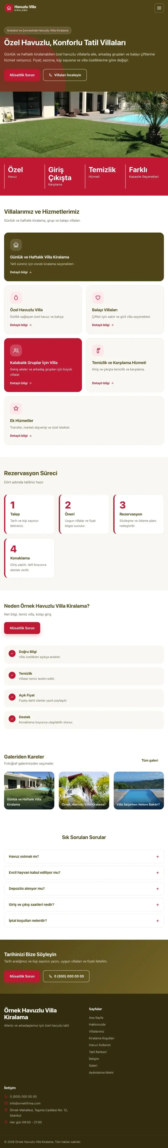 Blok Zeytin Kırmızı – Havuzlu Villa Kiralama Web Sitesi tablet görünümü