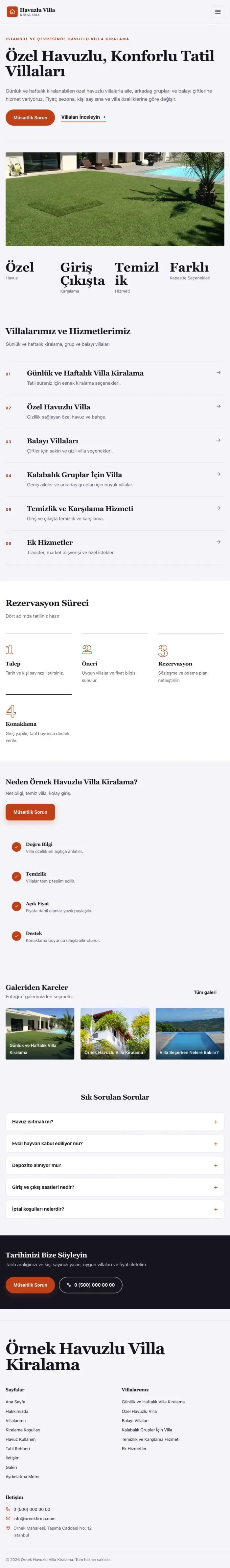 Dergi Editoryal Lacivert Turuncu – Havuzlu Villa Kiralama Web Sitesi tablet görünümü
