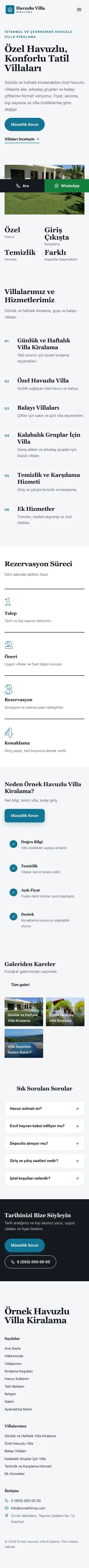 Dergi Editoryal Mavi Turkuaz – Havuzlu Villa Kiralama Web Sitesi mobil görünümü