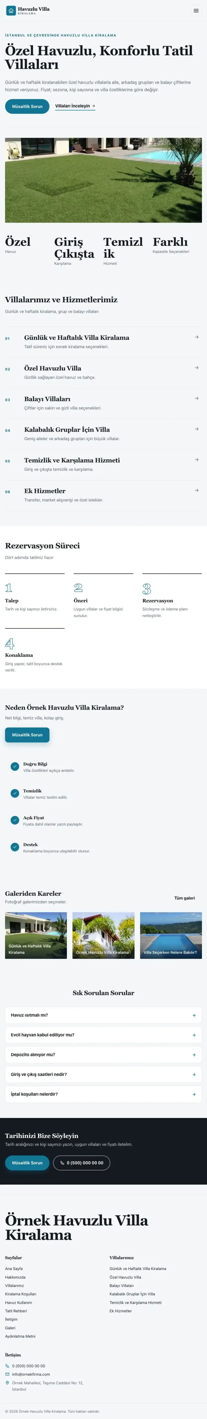 Dergi Editoryal Mavi Turkuaz – Havuzlu Villa Kiralama Web Sitesi tablet görünümü