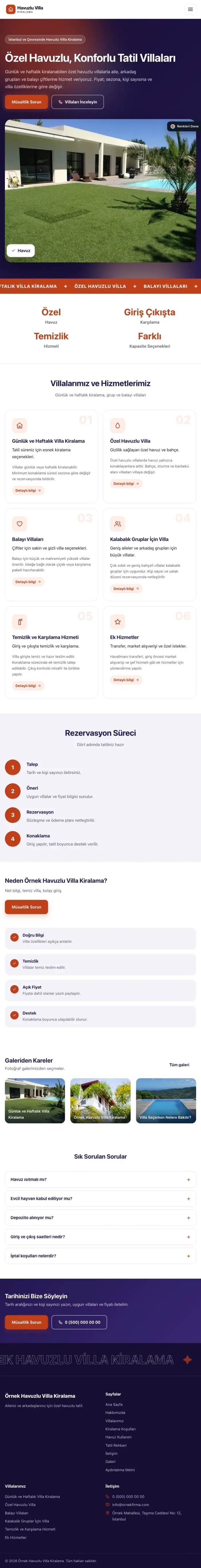 Hareketli Lacivert Turuncu – Havuzlu Villa Kiralama Web Sitesi tablet görünümü