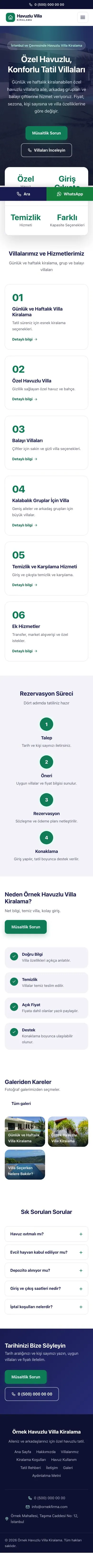 Merkez Lacivert Turkuaz – Havuzlu Villa Kiralama Web Sitesi mobil görünümü