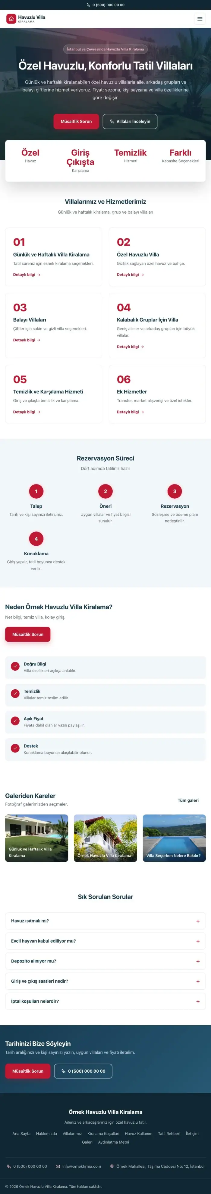 Merkez Mavi Kırmızı – Havuzlu Villa Kiralama Web Sitesi tablet görünümü