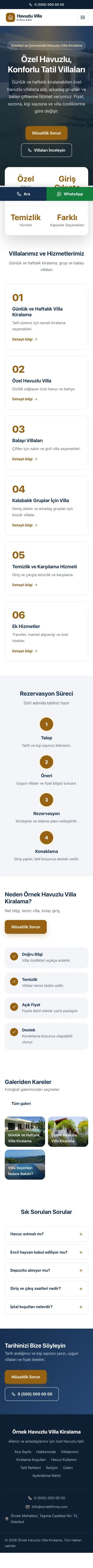 Merkez Mavi Turuncu – Havuzlu Villa Kiralama Web Sitesi mobil görünümü