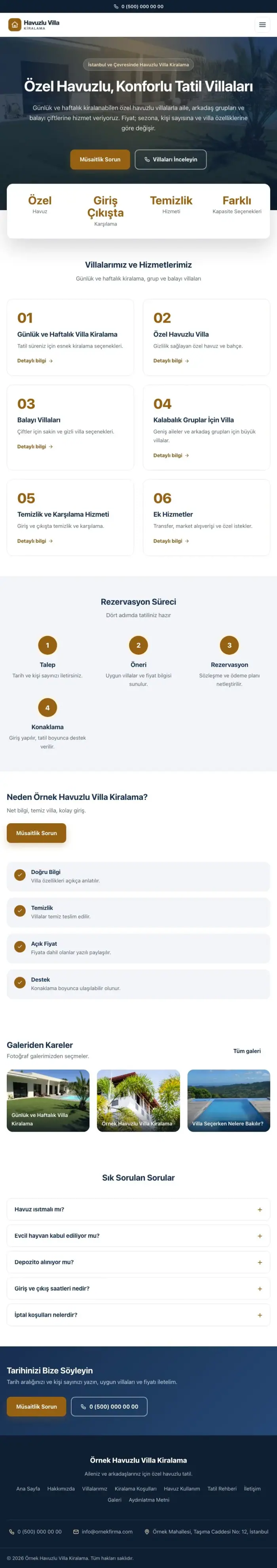 Merkez Mavi Turuncu – Havuzlu Villa Kiralama Web Sitesi tablet görünümü