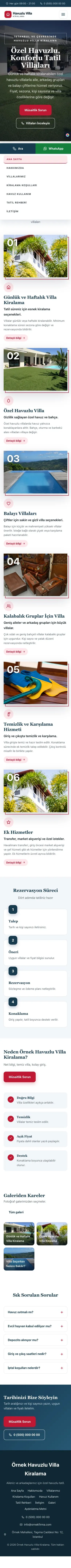 Zigzag Mavi Kırmızı – Havuzlu Villa Kiralama Web Sitesi mobil görünümü