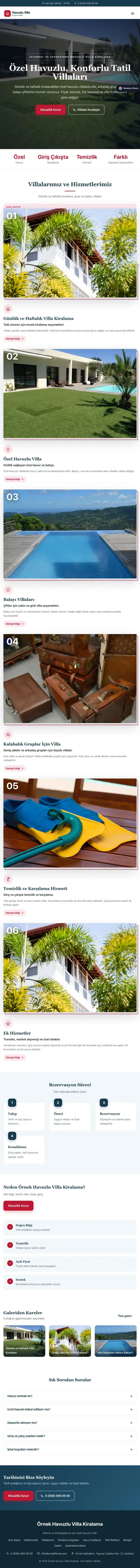Zigzag Mavi Kırmızı – Havuzlu Villa Kiralama Web Sitesi tablet görünümü