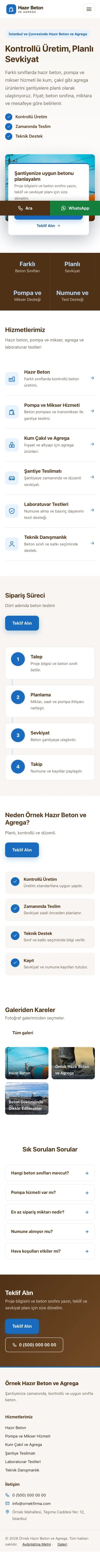 Bölünmüş Kahve Mavi – Hazır Beton ve Agrega Web Sitesi mobil görünümü