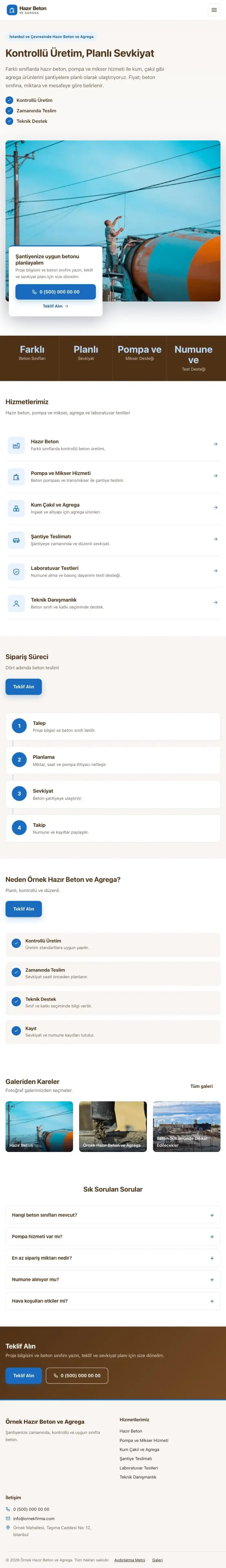 Bölünmüş Kahve Mavi – Hazır Beton ve Agrega Web Sitesi tablet görünümü