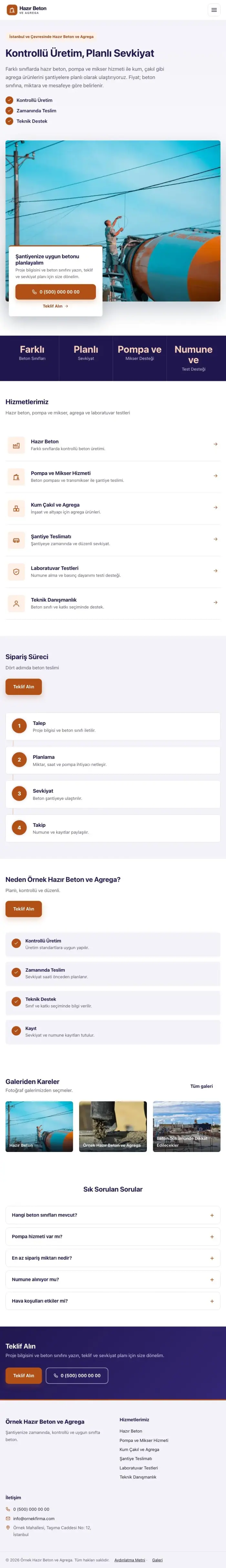 Bölünmüş Lacivert Turuncu – Hazır Beton ve Agrega Web Sitesi tablet görünümü