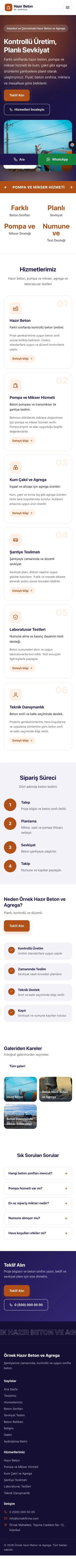 Hareketli Lacivert Turuncu – Hazır Beton ve Agrega Web Sitesi mobil görünümü