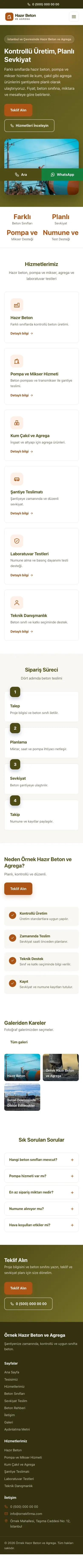 Klasik Zeytin Turuncu – Hazır Beton ve Agrega Web Sitesi mobil görünümü