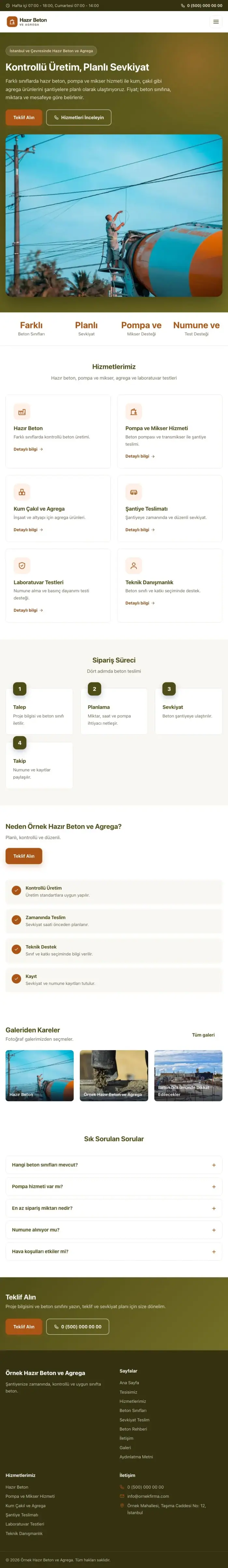 Klasik Zeytin Turuncu – Hazır Beton ve Agrega Web Sitesi tablet görünümü