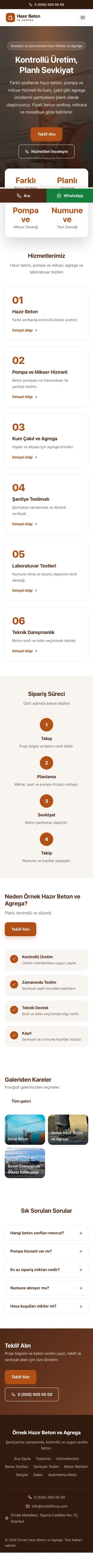 Merkez Kahve Turuncu – Hazır Beton ve Agrega Web Sitesi mobil görünümü