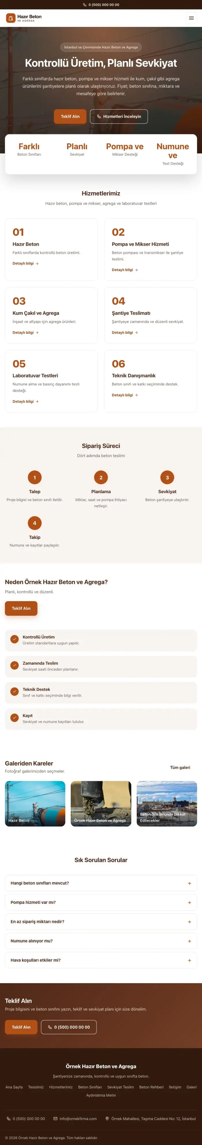 Merkez Kahve Turuncu – Hazır Beton ve Agrega Web Sitesi tablet görünümü