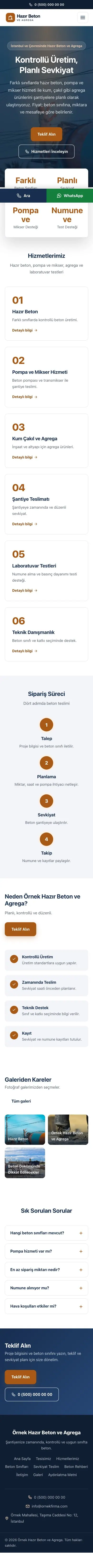 Merkez Mavi Turuncu – Hazır Beton ve Agrega Web Sitesi mobil görünümü