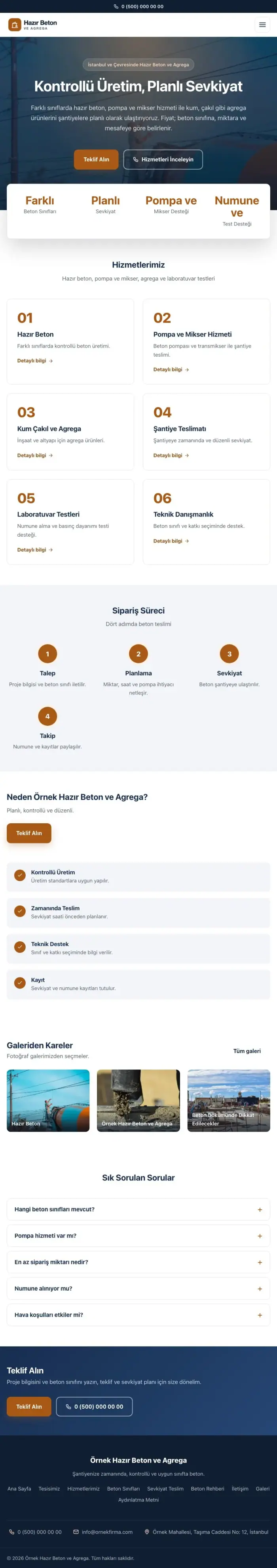 Merkez Mavi Turuncu – Hazır Beton ve Agrega Web Sitesi tablet görünümü