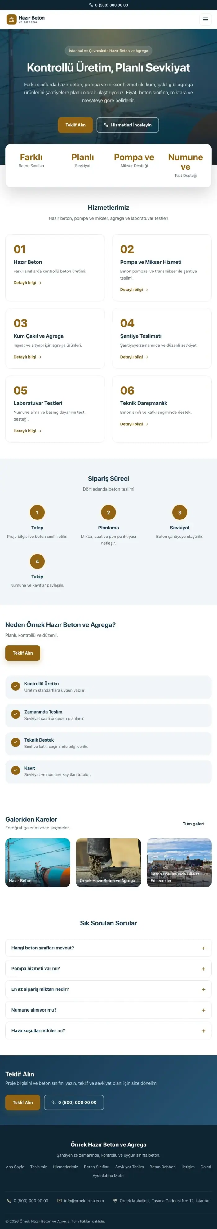 Merkez Mavi Turuncu II – Hazır Beton ve Agrega Web Sitesi tablet görünümü