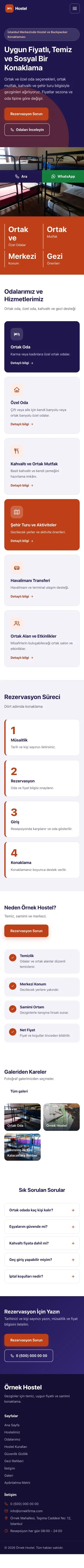Blok Lacivert Turuncu – Hostel ve Backpacker Web Sitesi mobil görünümü
