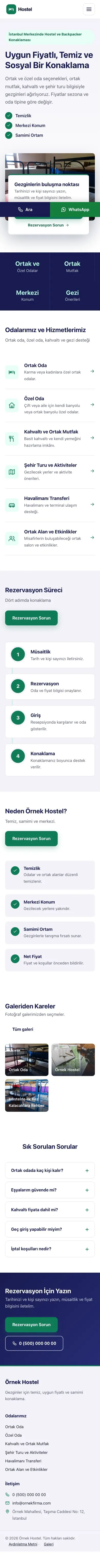 Bölünmüş Lacivert Turkuaz – Hostel ve Backpacker Web Sitesi mobil görünümü