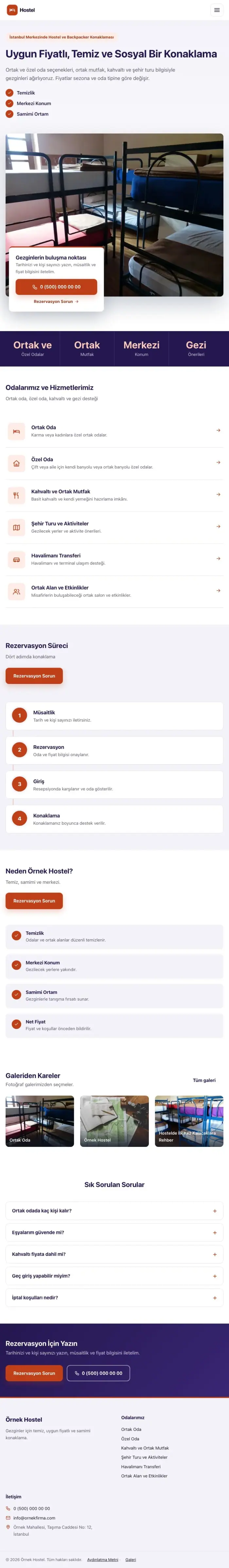Bölünmüş Lacivert Turuncu – Hostel ve Backpacker Web Sitesi tablet görünümü