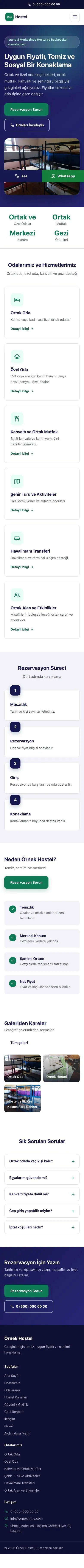 Klasik Lacivert Turkuaz – Hostel ve Backpacker Web Sitesi mobil görünümü