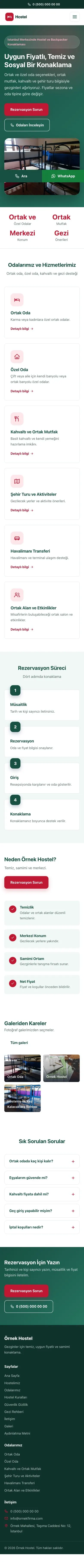 Klasik Petrol Kırmızı – Hostel ve Backpacker Web Sitesi mobil görünümü