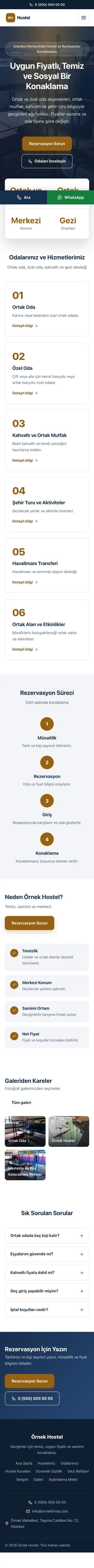 Merkez Mavi Turuncu – Hostel ve Backpacker Web Sitesi mobil görünümü