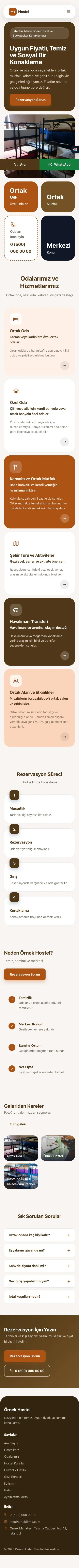 Mozaik Kahve Turuncu – Hostel ve Backpacker Web Sitesi mobil görünümü