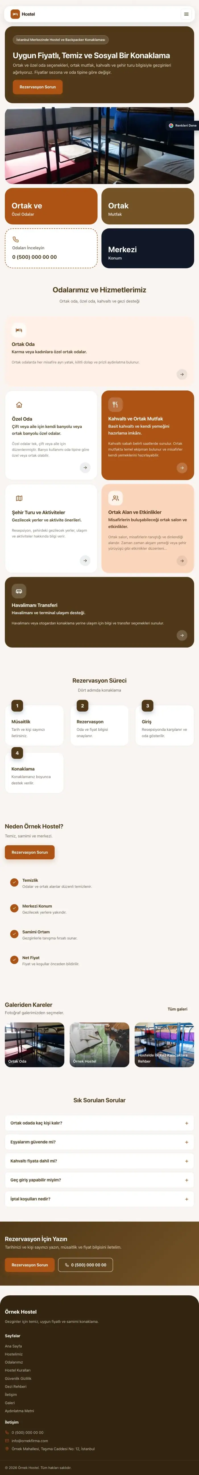 Mozaik Kahve Turuncu – Hostel ve Backpacker Web Sitesi tablet görünümü