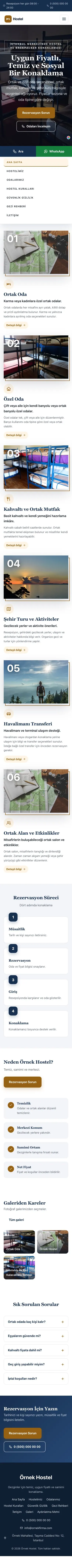 Zigzag Mavi Turuncu – Hostel ve Backpacker Web Sitesi mobil görünümü