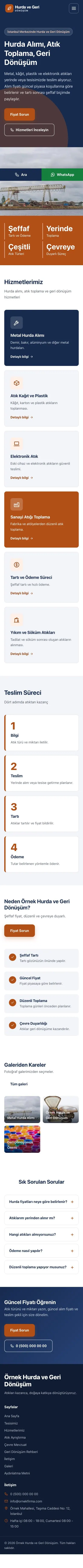 Blok Mavi Turuncu – Hurda ve Geri Dönüşüm Web Sitesi mobil görünümü