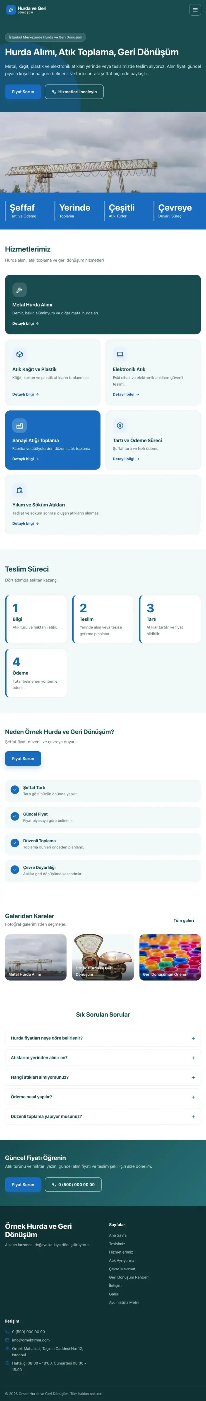 Blok Petrol Mavi – Hurda ve Geri Dönüşüm Web Sitesi tablet görünümü