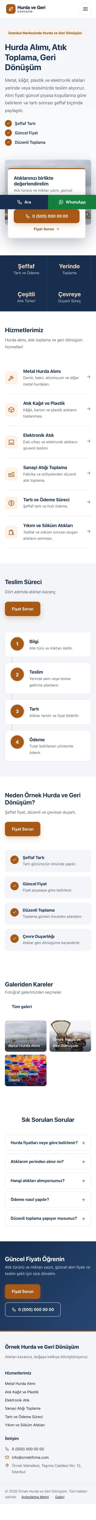 Bölünmüş Mavi Turuncu – Hurda ve Geri Dönüşüm Web Sitesi mobil görünümü