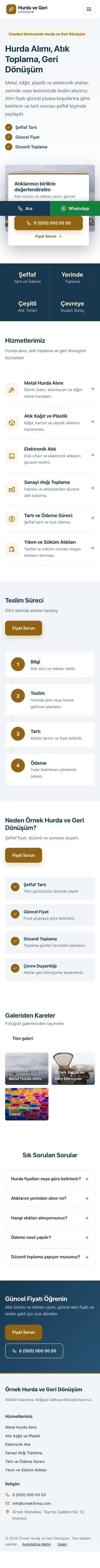 Bölünmüş Mavi Turuncu II – Hurda ve Geri Dönüşüm Web Sitesi mobil görünümü