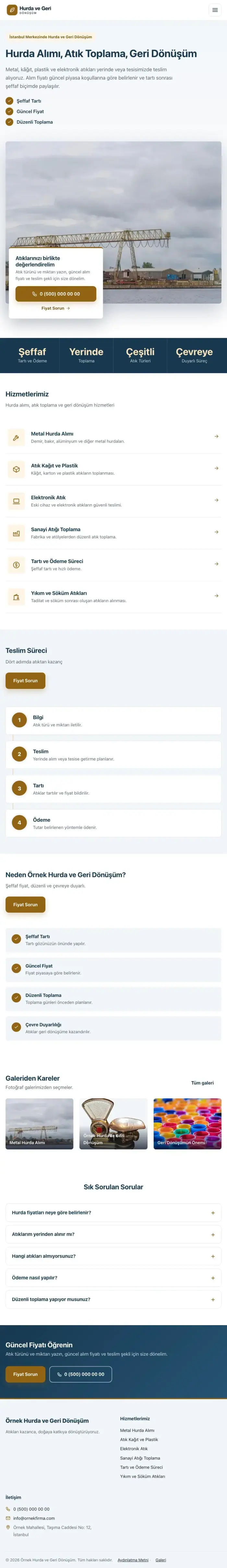 Bölünmüş Mavi Turuncu II – Hurda ve Geri Dönüşüm Web Sitesi tablet görünümü