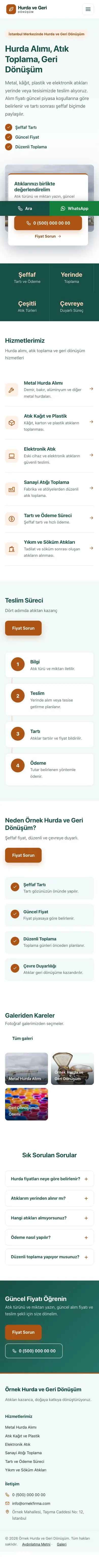 Bölünmüş Petrol Turuncu – Hurda ve Geri Dönüşüm Web Sitesi mobil görünümü